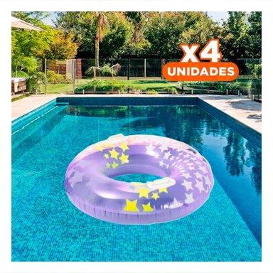 PACK4 FLOTADOR CIRCULAR MORADO CON ASA Y ESTRELLA DE 91 CM PARA DIVERSION