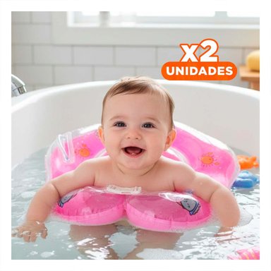 PACK2 ARO DE PISCINA ROSADO DE CUELLO PARA BEBE DE 66 X 44 CM Y+REGALO STICKER