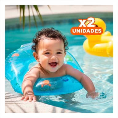 PACK2 COLLAR ACUATICO DE CUELLO CELESTE 66 X 44 CM PARA DIVERSION EN PISCINA Y+REGALO STICKER