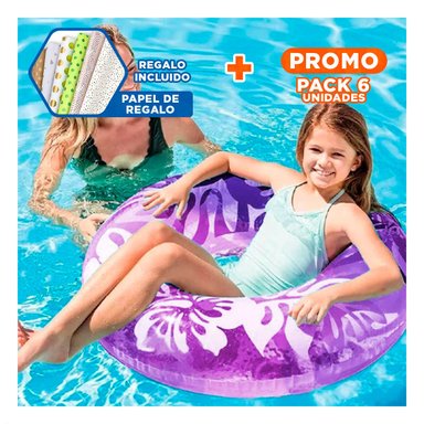 PACK6 ARO FLOTANTE MORADO DE 91 CM CON DISENO SUAVE DE ALGAS Y+PAPEL REGALO