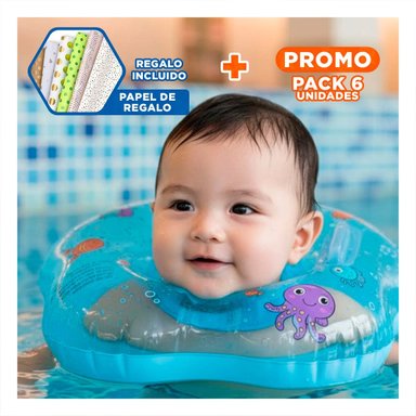 PACK6 FLOTADOR TIPO CUELLO CELESTE 66 X 44 CM PARA PISCINA Y RELAJO Y+PAPEL REGALO