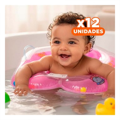 PACK12 ARO DE CUELLO FLOTANTE ROSADO PARA BEBE DE 66 X 44 CM