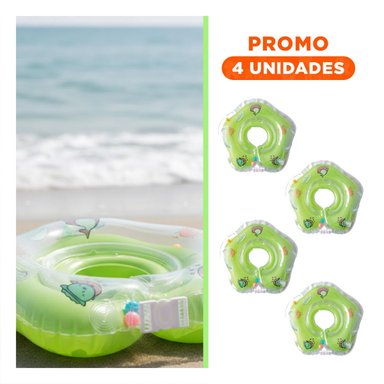 PACK4 COLLAR INFLABLE INFANTIL VERDE DE CUELLO 66 X 44 CM PARA USO EN AGUA Y+REGALO STICKER