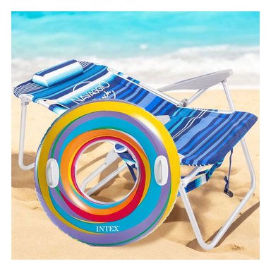 PACK12 ARO INFLABLE ARCOIRIS CELESTE DE 91 CM PARA DIVERSION ACUATICA Y+REGALO STICKER - 3