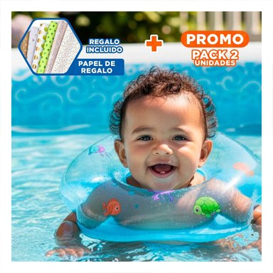 PACK2 FLOTADOR INFANTIL CELESTE CON FORMA DE CUELLO 66 X 44 CM PARA AGUA Y+PAPEL REGALO