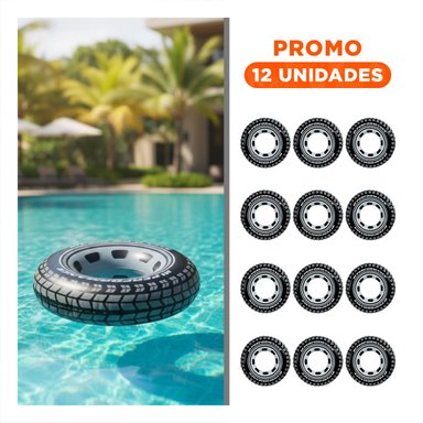 PACK12 RUEDA INFLABLE CON FORMA DE LLANTA DE 91 CM PARA PISCINA Y+REGALO STICKER
