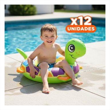 PACK12 FLOTADOR INFANTIL CIRCULAR CON FORMA DE TORTUGA PARA BEBE PARA USO ACUATICO