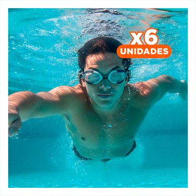 PACK6 LENTES DE NATACION NEGRO Y BLANCO PARA NINOS USO EN PISCINA Y+REGALO STICKER