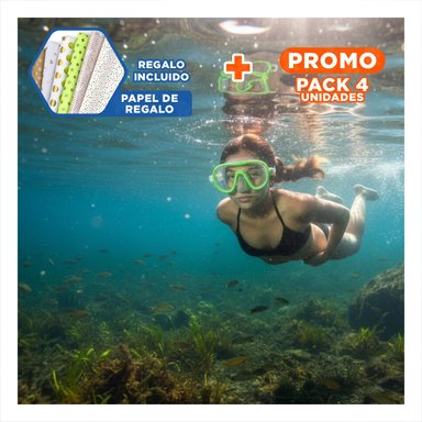PACK4 GAFAS DE AGUA VERDE AJUSTABLES Y COMODOS PARA DIAS SOLEADOS EN PISCINA Y+PAPEL REGALO