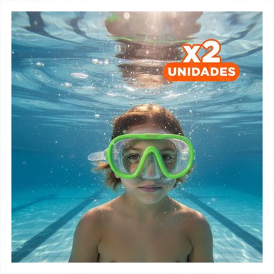 PACK2 LENTES ACUATICOS VERDE SEGUROS Y LIVIANOS PARA PISCINA Y ACTIVIDADES Y+REGALO STICKER