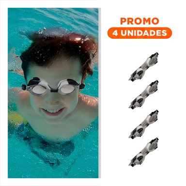 PACK4 LENTES ACUATICOS NEGRO Y BLANCO PARA NINOS AJUSTE REGULABLE Y+REGALO STICKER