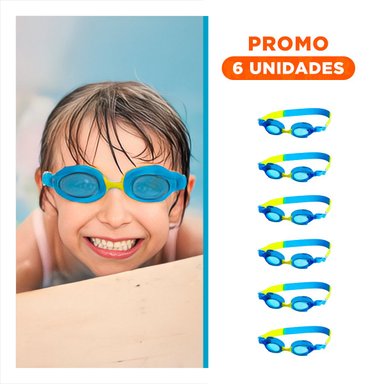 PACK6 LENTES DE AGUA CELESTE Y AMARILLO PARA NINOS AJUSTABLES PISCINA