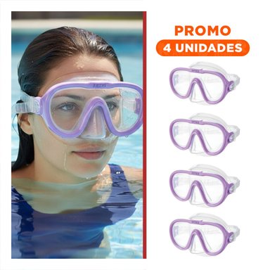 PACK4 LENTES DE NATACION LILA COMODOS Y LIVIANOS PARA PISCINA Y DIVERSION Y+REGALO STICKER