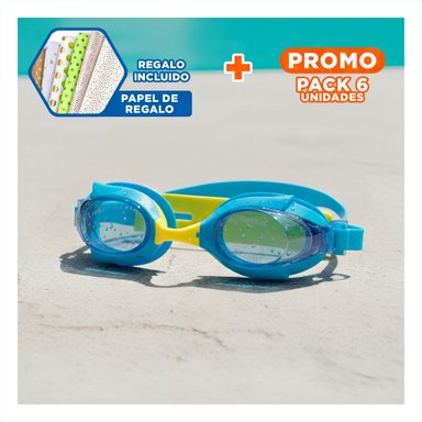PACK6 GAFAS INFANTILES CELESTE Y AMARILLO PARA NINOS ACTIVIDADES ACUATICAS Y+PAPEL REGALO