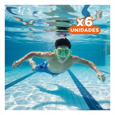 PACK6 LENTES ACUATICOS VERDE PRACTICOS Y AJUSTABLES PARA JUEGOS EN PISCINA Y+PAPEL REGALO