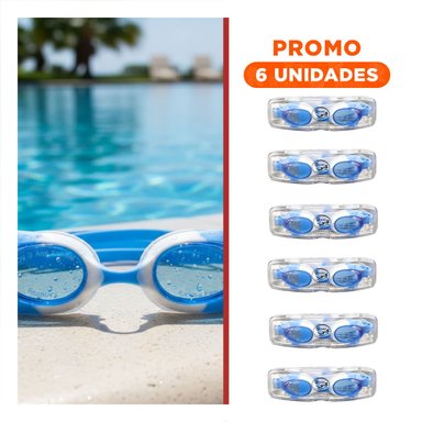 PACK6 GAFAS ACUATICAS CELESTE Y BLANCO PARA NINOS AJUSTABLES