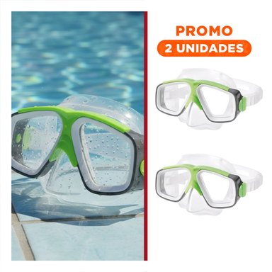 PACK2 GAFAS INFANTILES VERDE PARA NATACION CON DISENO TRANSPARENTE Y AJUSTE COMODO