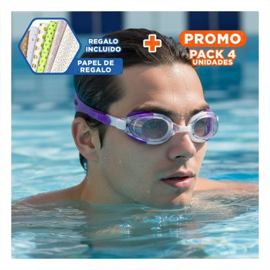 PACK4 VISOR PARA AGUA MORADO Y BLANCO PARA NINOS Y+PAPEL REGALO