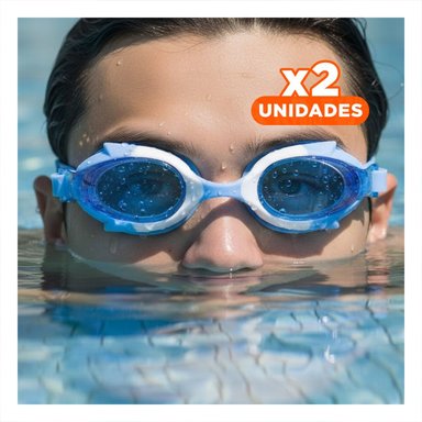 PACK2 LENTES ACUATICOS CELESTE Y BLANCO PARA NINOS PARA PISCINA Y+REGALO STICKER