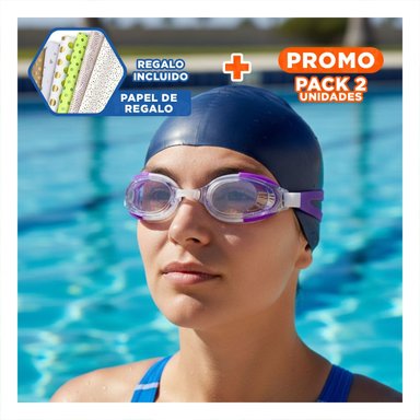 PACK2 GAFAS INFANTILES MORADO Y BLANCO PARA NATACION Y+PAPEL REGALO