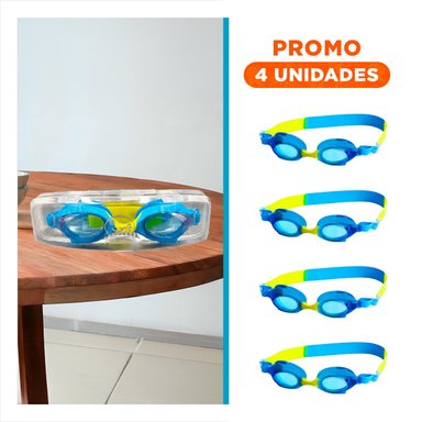 PACK4 VISOR CELESTE Y AMARILLO PARA NINOS NATACION RECREATIVA Y+REGALO STICKER