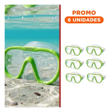 PACK6 GAFAS DE NATACION VERDE SEGUROS Y DIVERTIDOS PARA DIAS DE PISCINA
