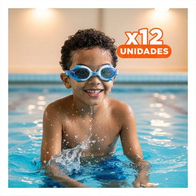 PACK12 GAFAS DE NATACION INFANTIL CELESTE Y BLANCO PARA PISCINA