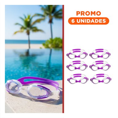 PACK6 GAFAS ACUATICAS MORADO Y BLANCO PARA NINOS AJUSTABLES