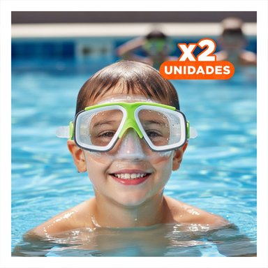 PACK2 VISOR VERDE PARA NATACION INFANTIL CON AJUSTE TRANSPARENTE Y COMODO Y+REGALO STICKER