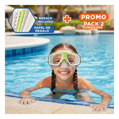 PACK2 MASCARA DE AGUA VERDE PARA NINOS CON LENTES FLEXIBLES Y AJUSTE SEGURO Y+PAPEL REGALO