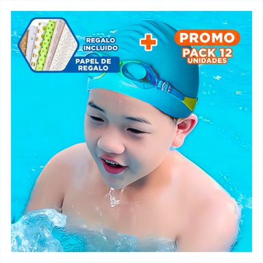 PACK12 LENTES DE AGUA CELESTE Y AMARILLO PARA NINOS PISCINA RECREATIVA Y+PAPEL REGALO