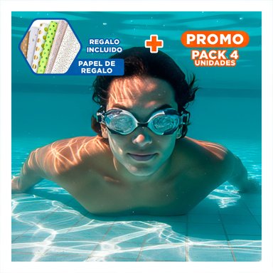 PACK4 LENTES DE NATACION NEGRO Y BLANCO PARA NINOS CLASES DE NATACION Y+PAPEL REGALO