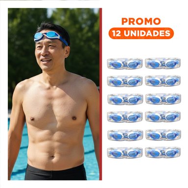 PACK12 GAFAS INFANTILES CELESTE Y BLANCO PARA NATACION DIARIA Y+REGALO STICKER