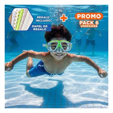 PACK6 LENTES INFANTILES VERDE PARA NATACION PARA VERANO DIVERTIDO Y+PAPEL REGALO