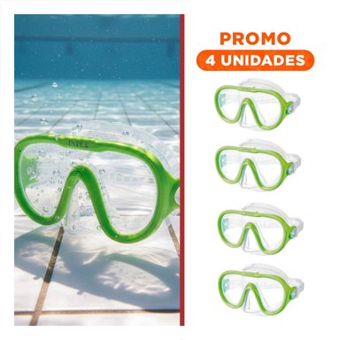 PACK4 LENTES DE NATACION VERDE COMODOS Y LIVIANOS PARA NADAR Y ENTRENAMIENTO Y+REGALO STICKER