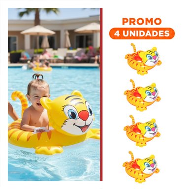 PACK4 INFLABLE DE AGUA CON FORMA DE TIGRE Y ASA PARA BEBE PARA PISCINA Y+REGALO STICKER