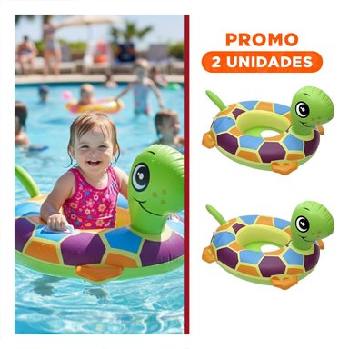 PACK2 COLLAR FLOTANTE CON DISENO DE TORTUGA PARA BEBE PARA PISCINA FAMILIAR