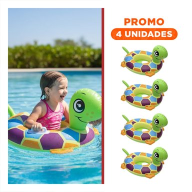 PACK4 FLOTADOR CIRCULAR CON DISENO DE TORTUGA PARA BEBE PARA JUEGOS Y+REGALO STICKER