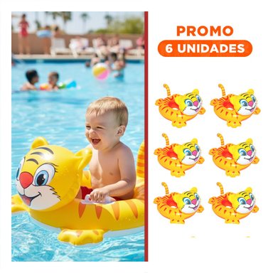 PACK6 SALVAVIDAS INFANTIL CIRCULAR CON DISENO DE TIGRE Y ASA PARA BEBE PARA ACTIVIDADES
