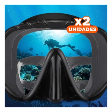 PACK2 GAFAS DE BUCEO NEGRO CON VIDRIO TEMPLADO PARA ACTIVIDAD SUBMARINA Y+REGALO STICKER
