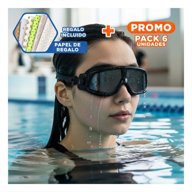 PACK6 GAFAS DE NATACION CON LENTE AJUSTABLE Y MANEJO FACIL PARA AGUA Y+PAPEL REGALO