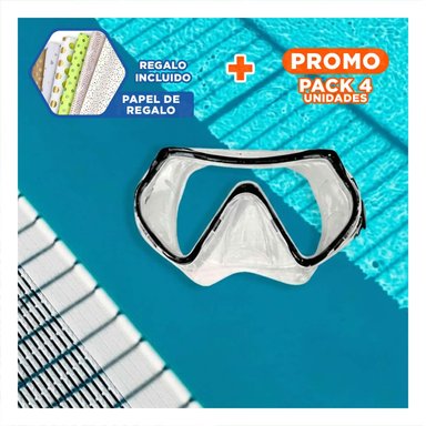 PACK4 EQUIPO DE BUCEO NEGRO CON LENTE DE VIDRIO PARA SESIONES EN MAR Y+PAPEL REGALO