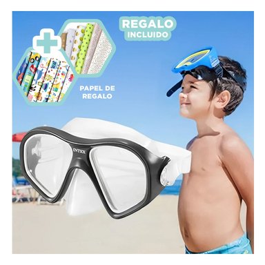 PACK3 SET DE EQUIPO PARA BUCEAR EN NEGRO Y+PAPEL DE REGALO