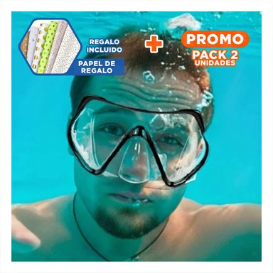 PACK2 VISOR DE BUCEO NEGRO CON LENTE DE VIDRIO PARA USO PROLONGADO Y+PAPEL REGALO
