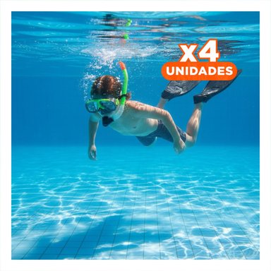 PACK4 JUEGO DE ESNORKEL 3PCS CON MASCARA TUBO Y ALETAS PARA PRACTICA MARINA