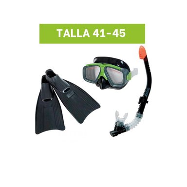 PACK4 JUEGO DE ESNORKEL 3PCS CON MASCARA TUBO Y ALETAS PARA PRACTICA MARINA - 4