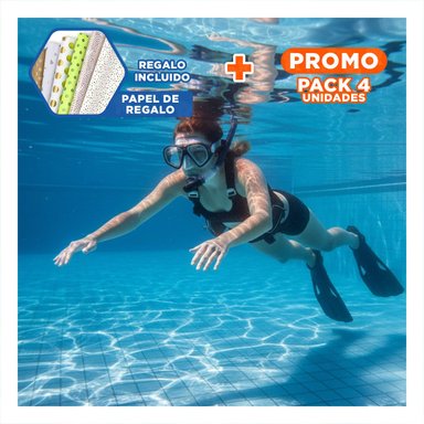 PACK4 EQUIPO DE ESNORKEL 3 PCS NEGRO CON MASCARA TUBO Y ALETAS PARA EXPLORACION Y+PAPEL REGALO