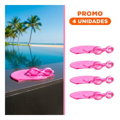 PACK4 SET ROSADO DE NATACION CON LENTES Y GORRO PARA USO DEPORTIVO Y+REGALO STICKER