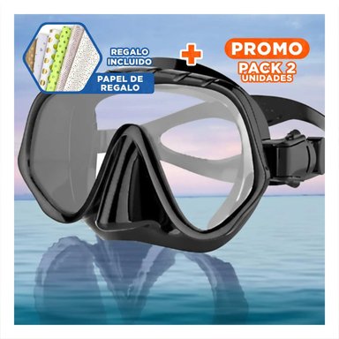 PACK2 VISOR DE BUCEO NEGRO CON VIDRIO TEMPLADO PARA USO SEGURO Y+PAPEL REGALO