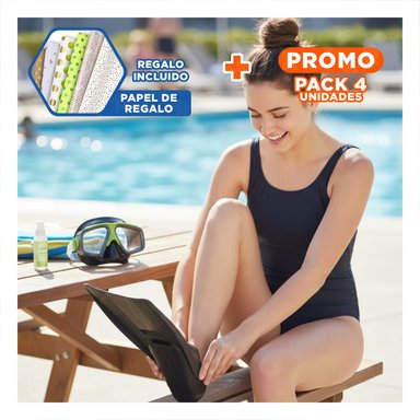 PACK4 EQUIPO DE ESNORKEL 3PCS CON MASCARA TUBO Y ALETAS PARA EXPLORACION Y+PAPEL REGALO